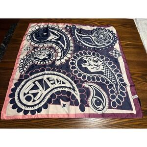 Kenzo Paris Silk Scarf Paisley Tiger Print Square Neck Scarf Accessory